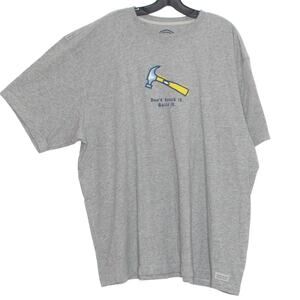 NWT Life Is Good Mens Shirt Tee Don't Knock It Build It Short Sleeve Gray XXL GU